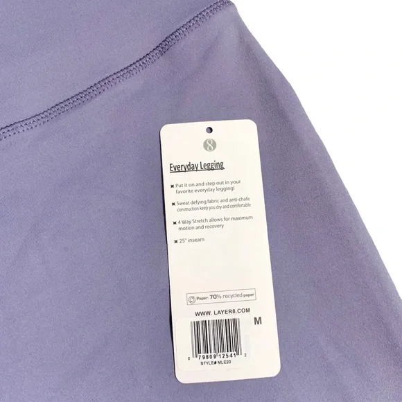 ❌SOLD❌ Layer 8 Everyday Legging High Rise 7/8 Athletic Tummy Control Purple Med - Picture 6 of 9